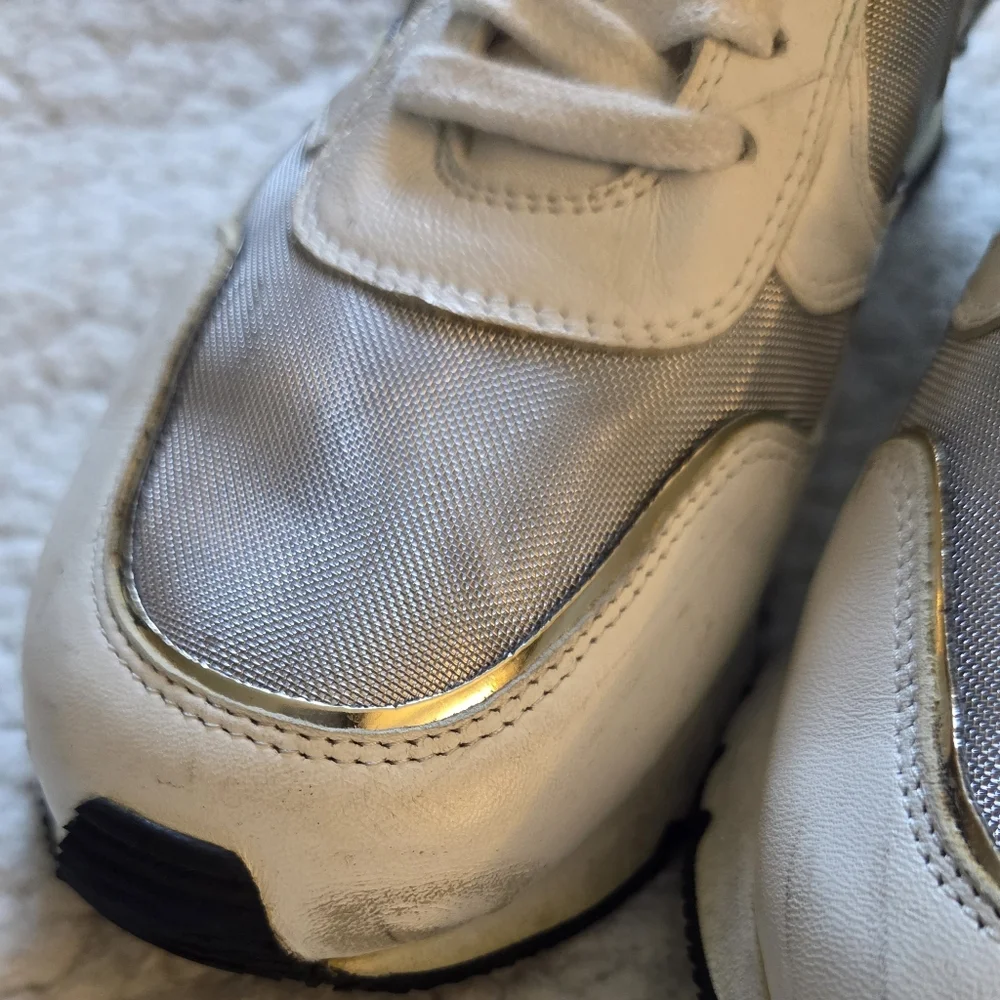 Voile Blanche Women’s White‎ Silver Leather Mesh Sneakers Size 39 Italy US 8.5/9